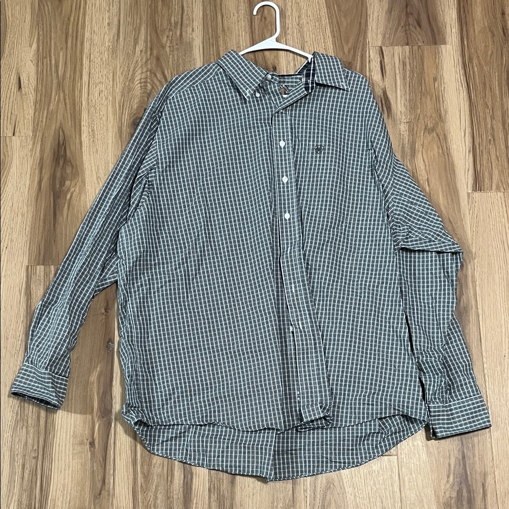 Ariat Men's Plaid Checkered Button-Down Shirt - Blue, White, Gold